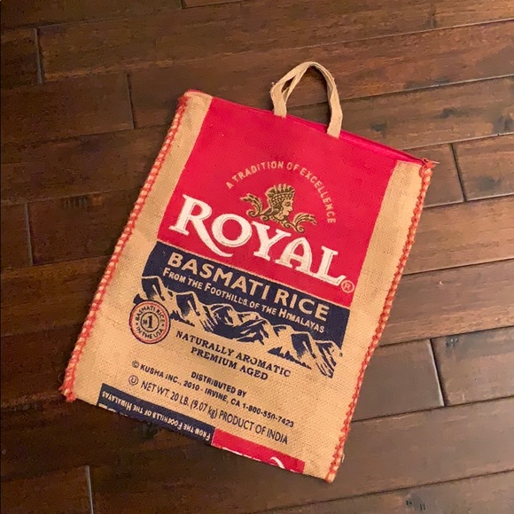 Royal Basmati Rice Burlap Zip Tote EUC! ⭐️⭐️⭐️ - Picture 1 of 6